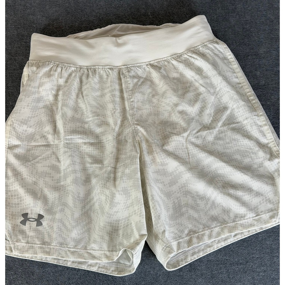 Athleisure Under Armour Running Shorts Small White Grey Abstract Print Lined